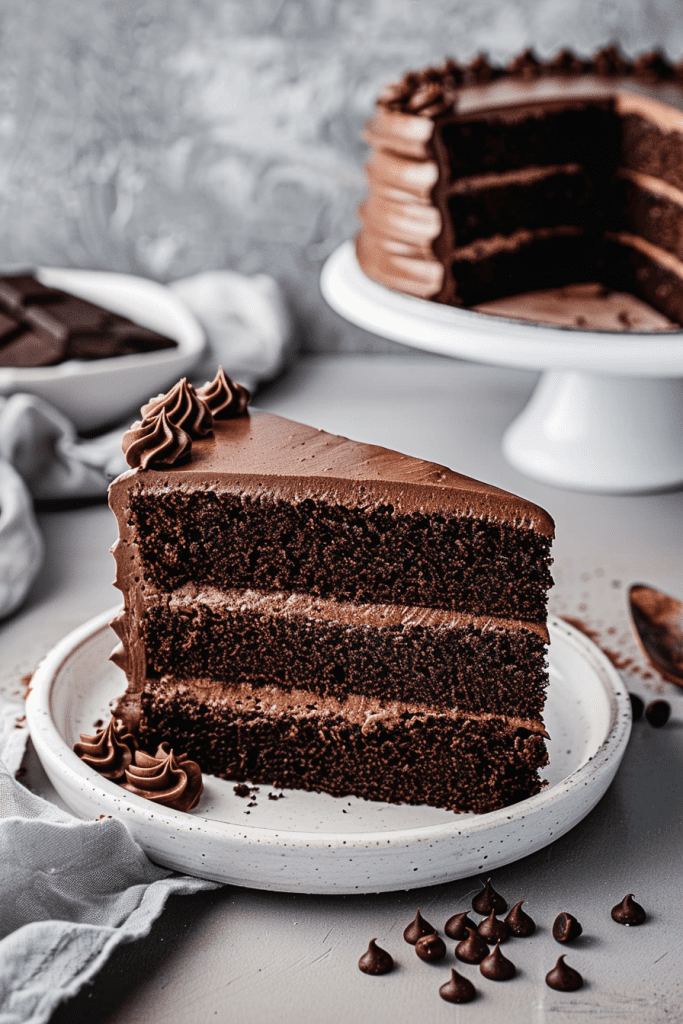 Assembling the Double Chocolate Layer Cake