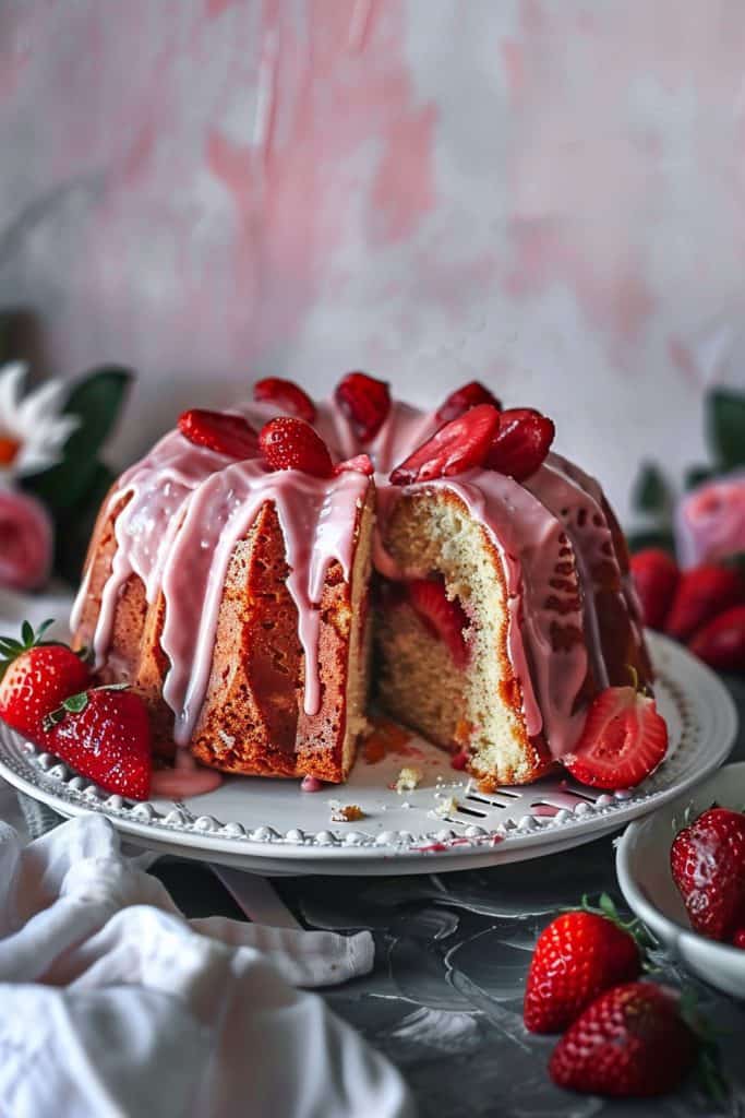 Assembling the Fresh Strawberry Bundt Cake