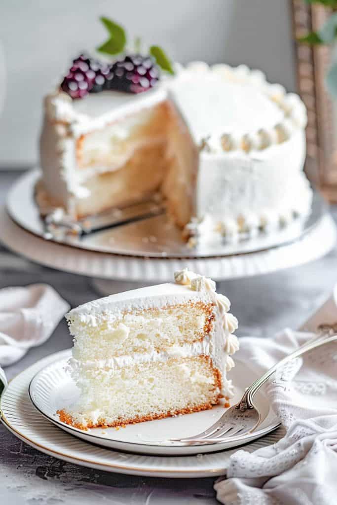 Assembling the Homemade White Cake