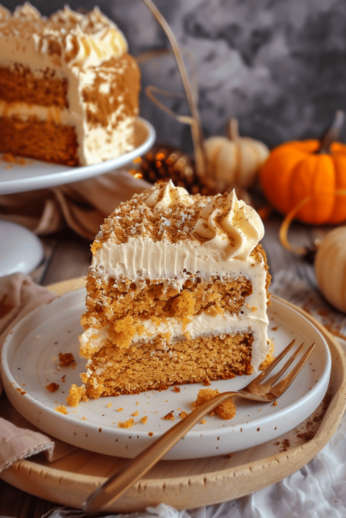 Assembling the Pumpkin Spice Cake