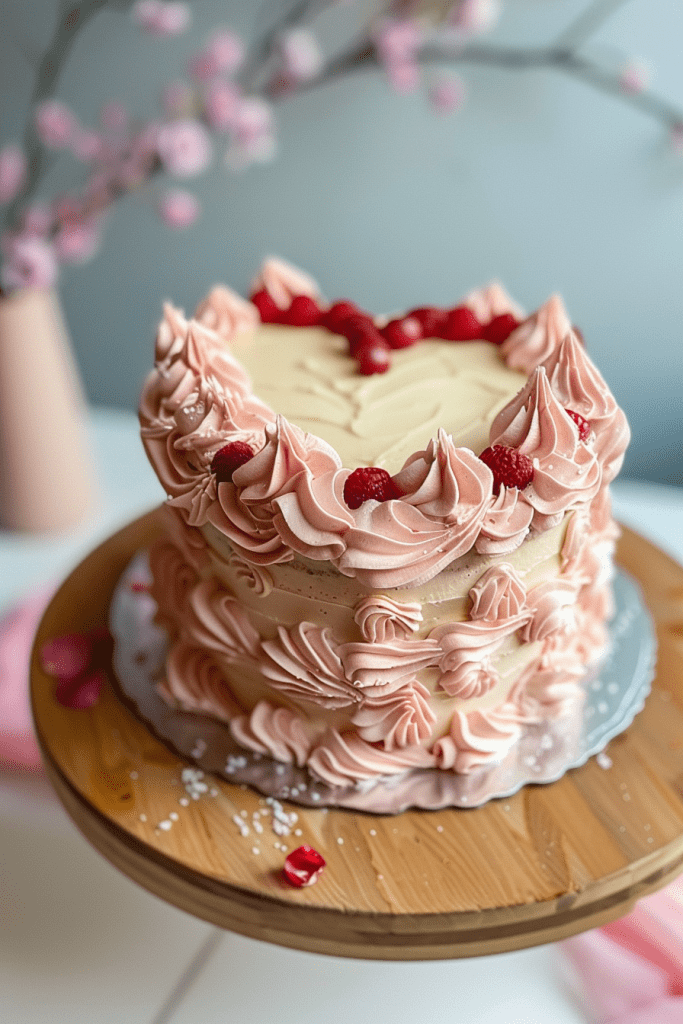 Assembling the Ruffle Heart Cake