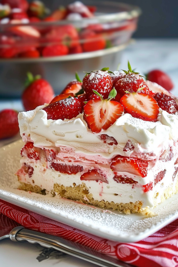 Assembling the Strawberry Icebox Cake