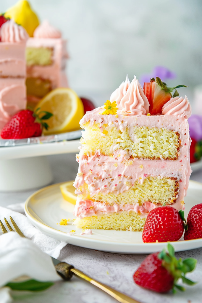 Assembling the Strawberry Lemonade Cake