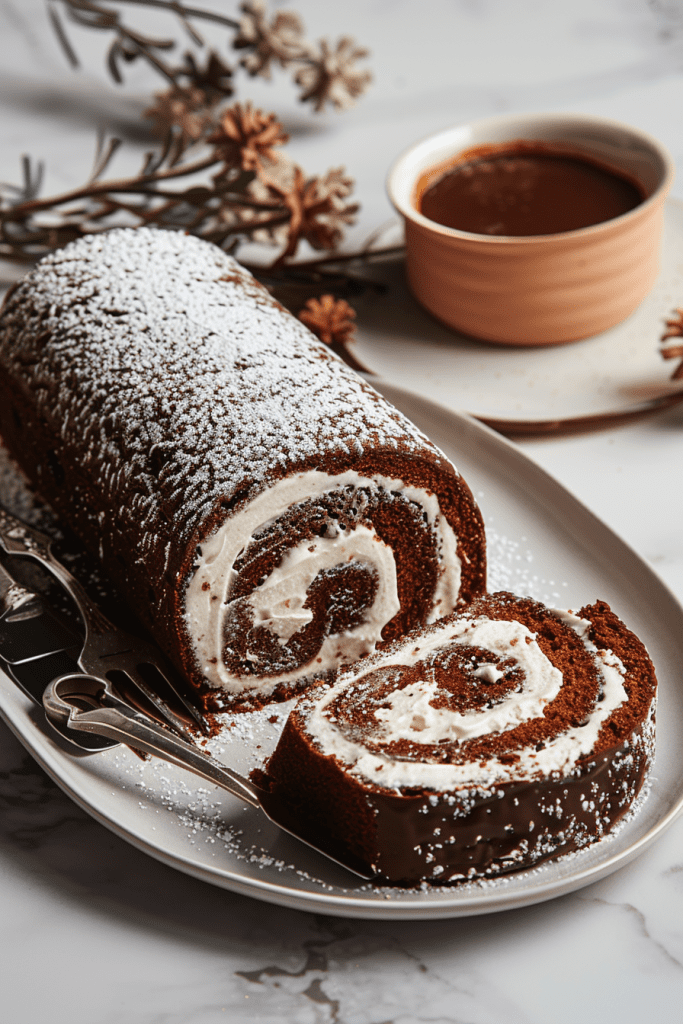 Assembling the Swiss Chocolate Cake Roll