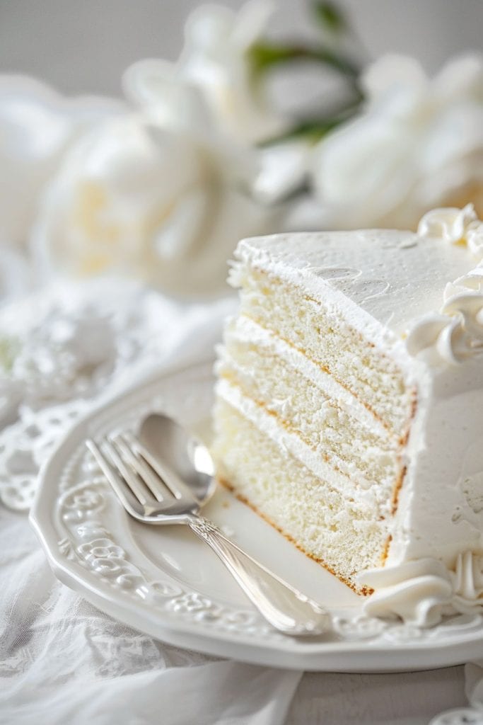 Assembling the White Chocolate Velvet Cake