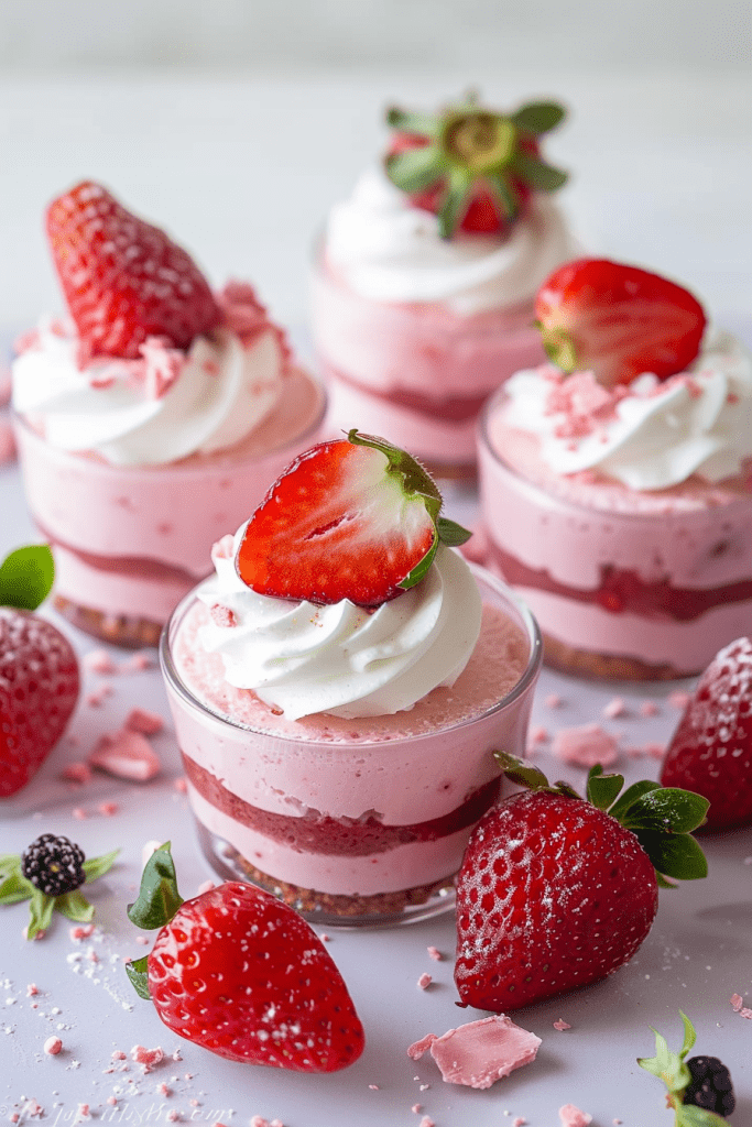 Baking Layered Strawberry Mousse Cups