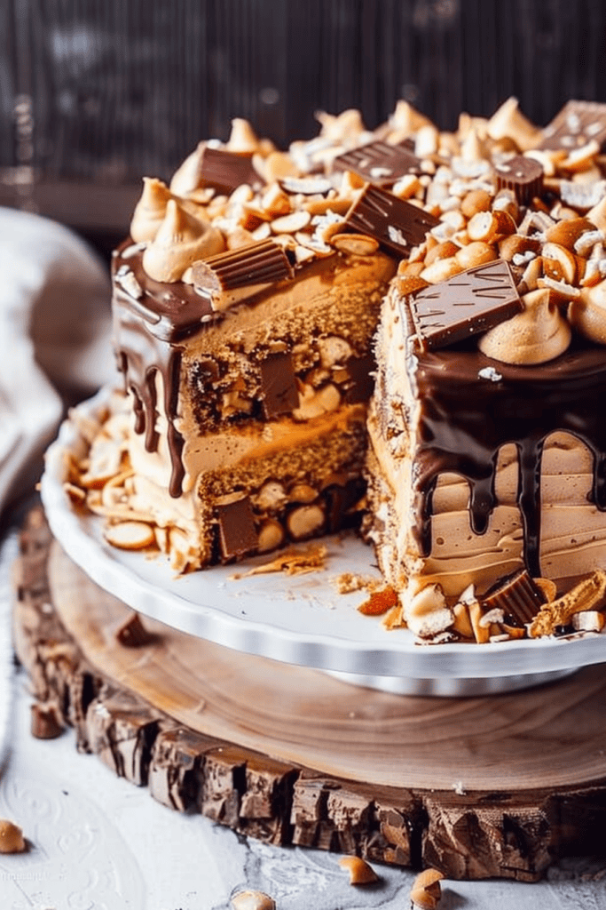 Baking Peanut Butter Snickers Cake