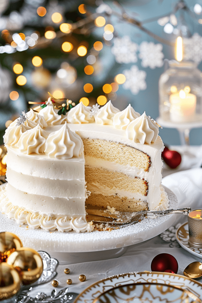 Baking Snowy Vanilla Cake with Cream Cheese Buttercream