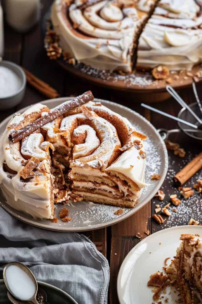 Baking the Cinnamon Roll Cake