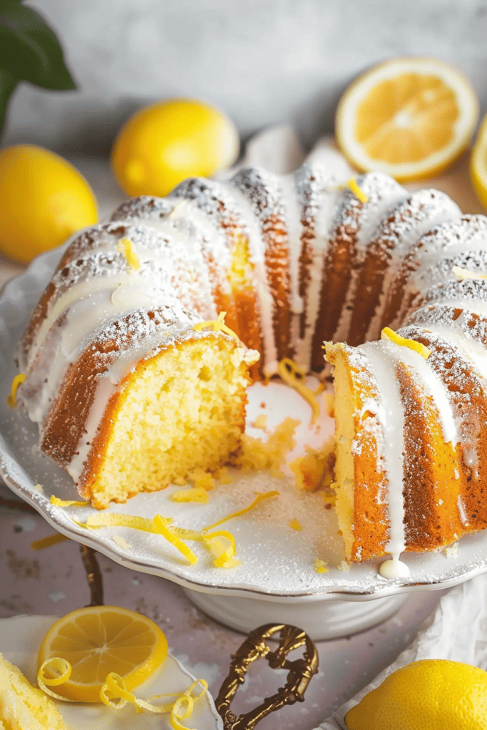 Baking the Lemon Pound Cake with Cake Mix