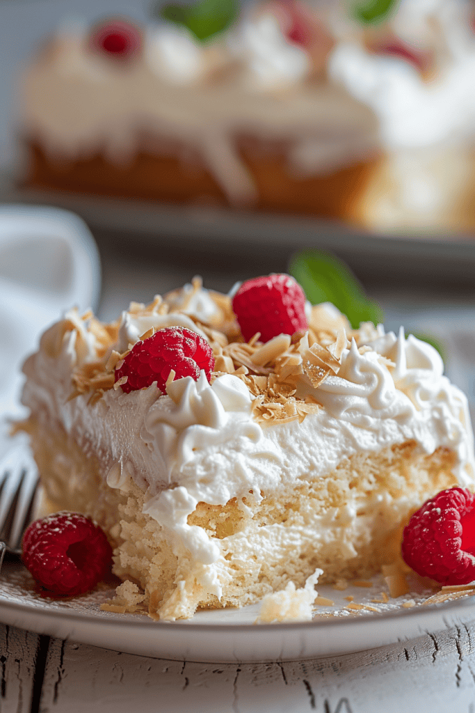 Decorating the Coconut Tres Leches Cake