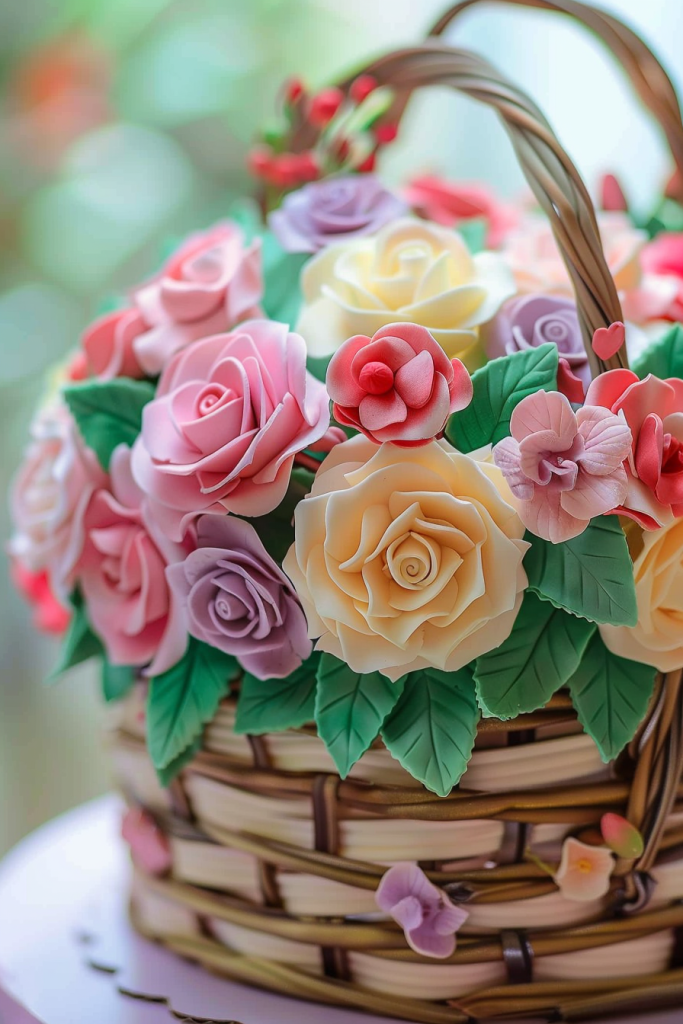 Decorating the Flower Basket Cakes