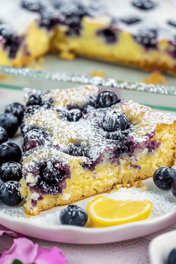 Delicious Blueberry Lemon Gooey Butter Cake