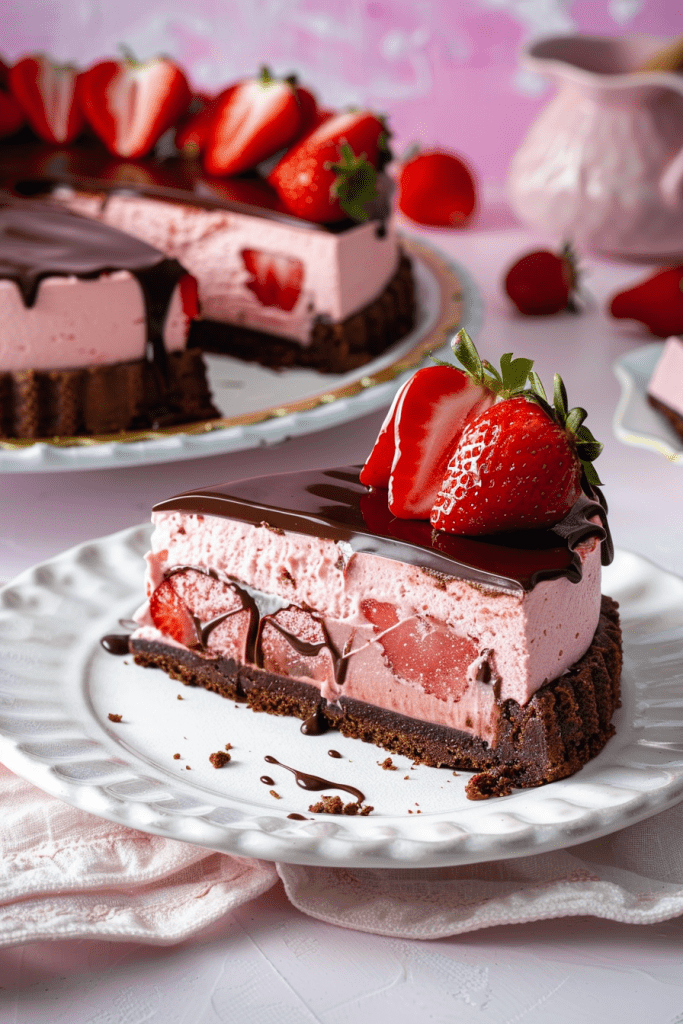 Delicious Chocolate Covered Strawberry Cheesecake