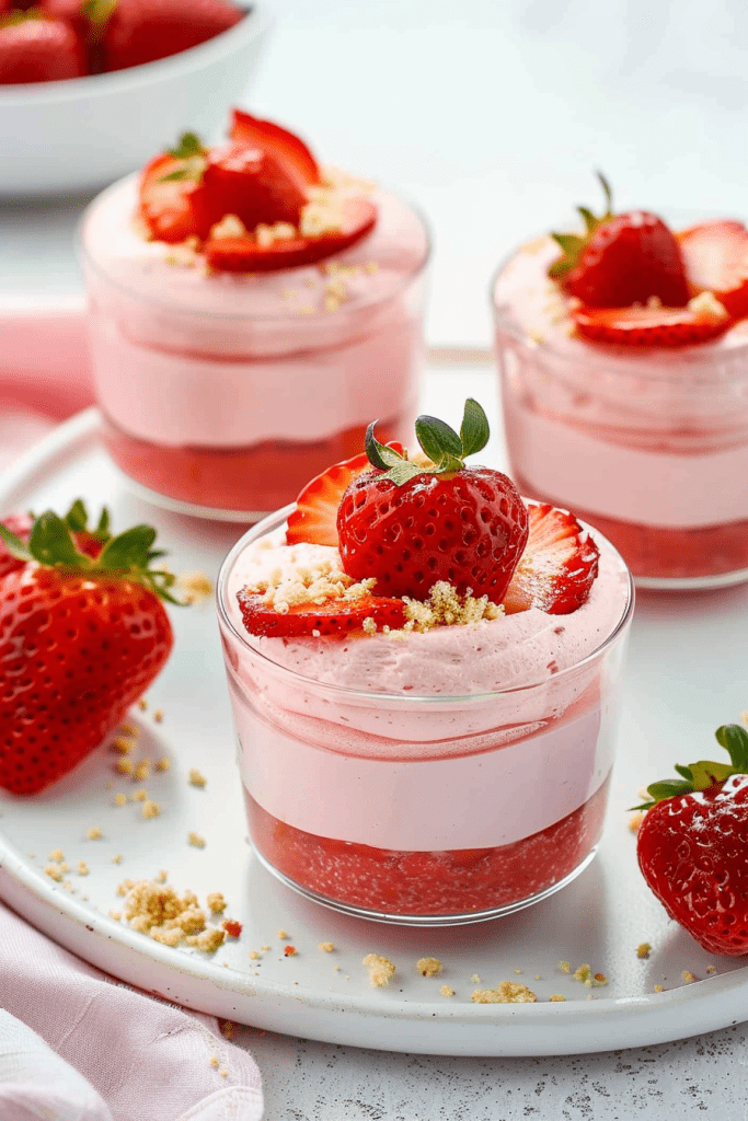 Delicious Layered Strawberry Mousse Cups