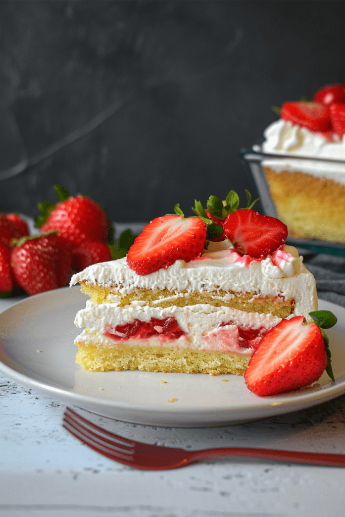 Delicious Strawberry Shortcake Sheet Cake