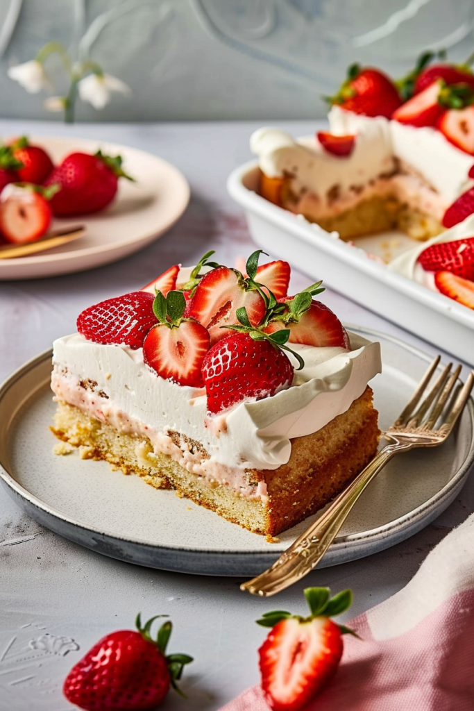 Delicious Tres Leches Cake with Strawberries