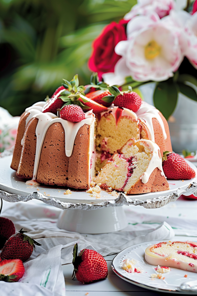 Making Strawberry Cream Cheese Pound Cake