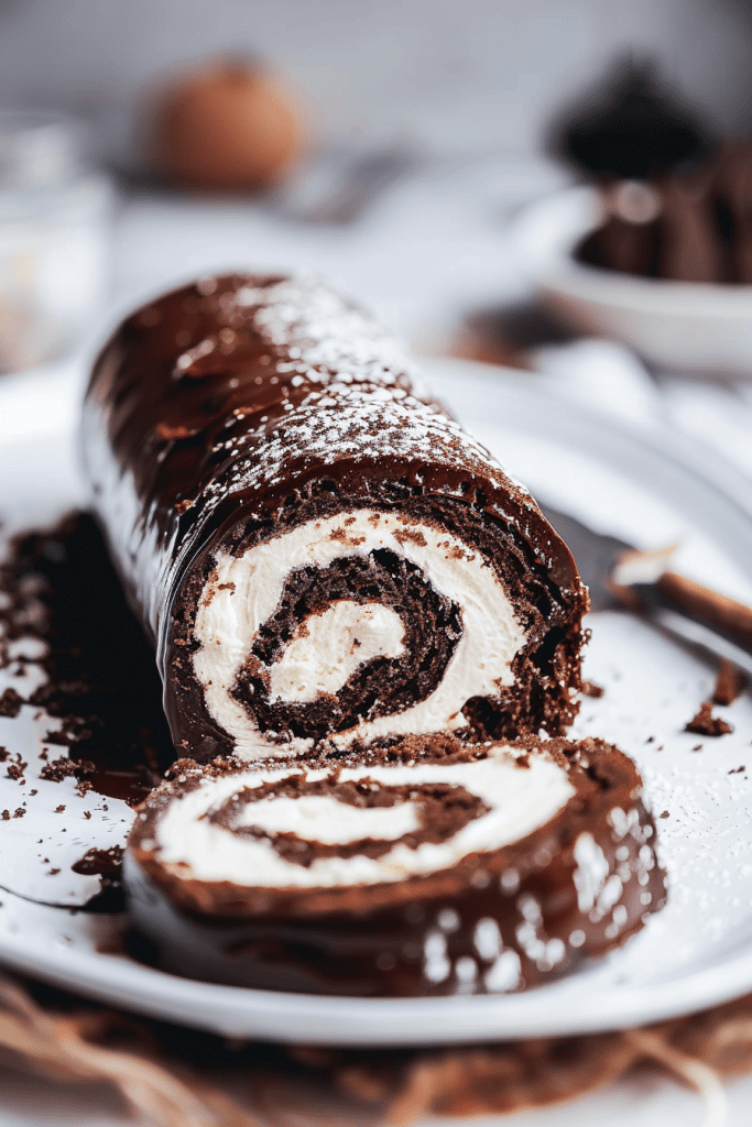 Making the Chocolate Ganache Swiss Roll