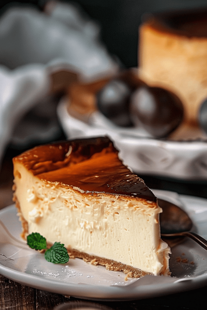 Serving Basque Cheesecake