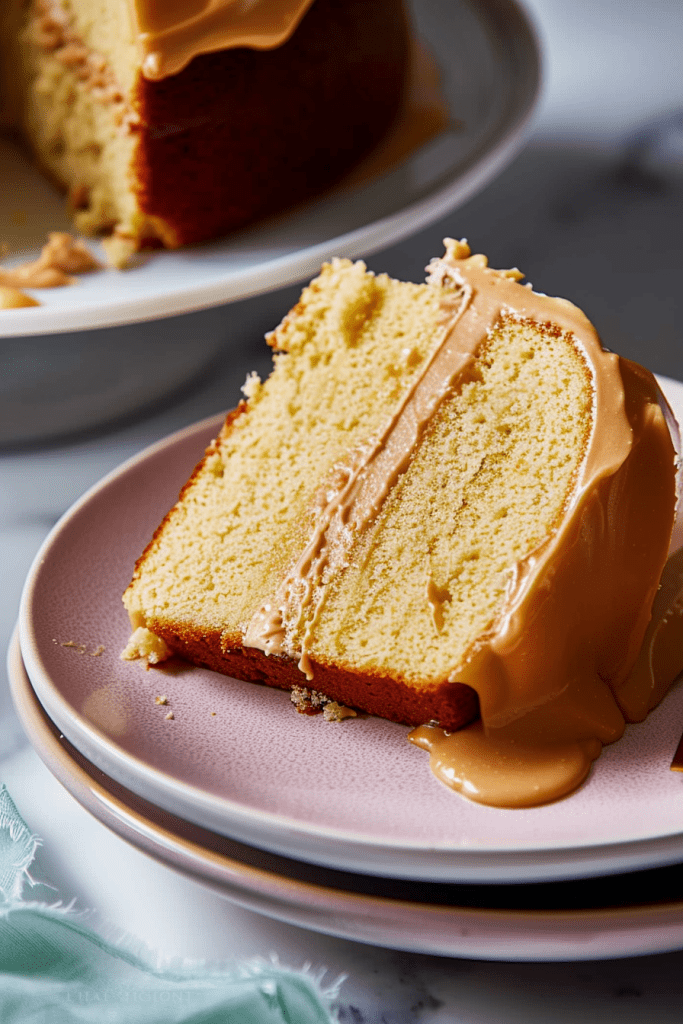 Serving Caramel Frosted Pound Cake