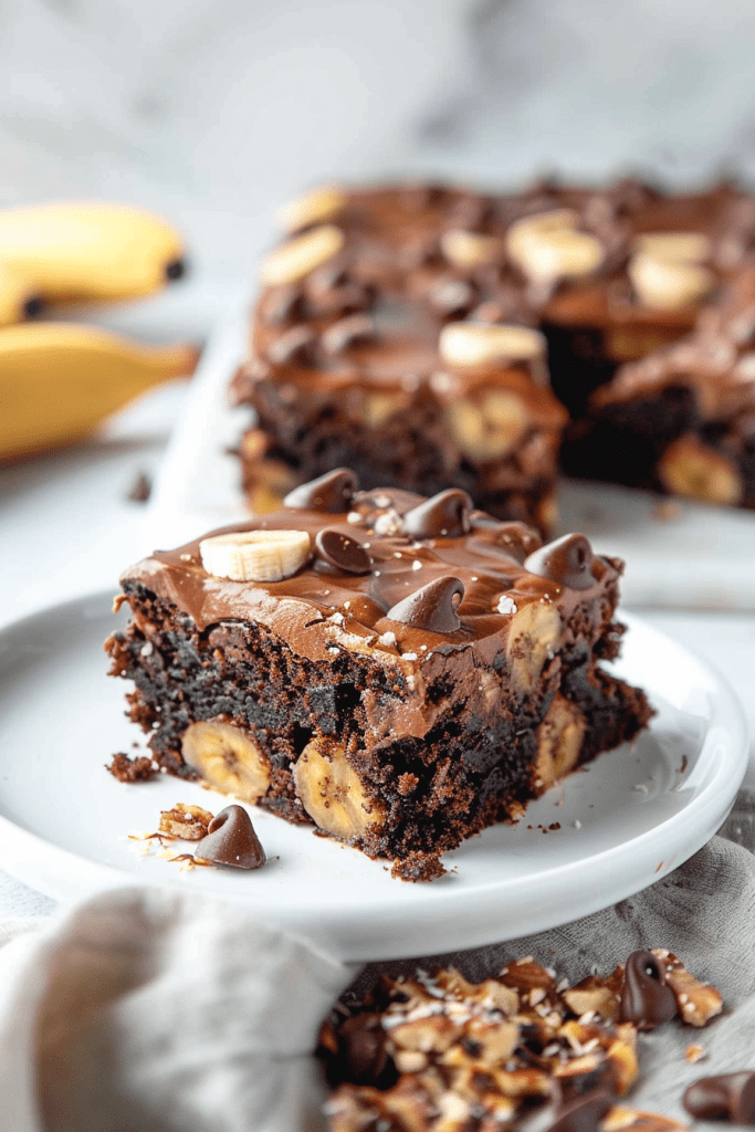 Serving Chocolate Banana Snack Cake