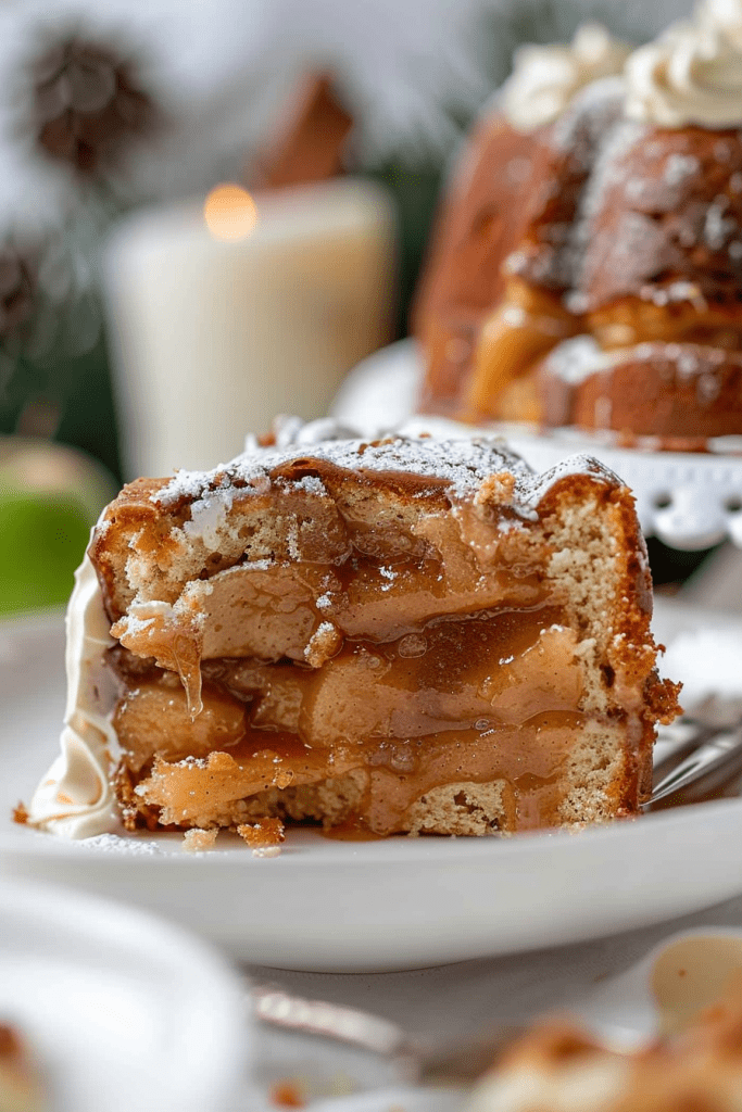 Serving Cinnamon Apple Moonshine Cake