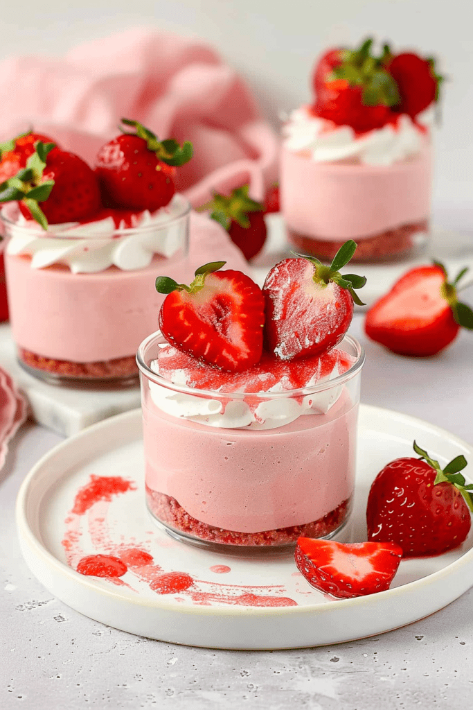 Serving Layered Strawberry Mousse Cups