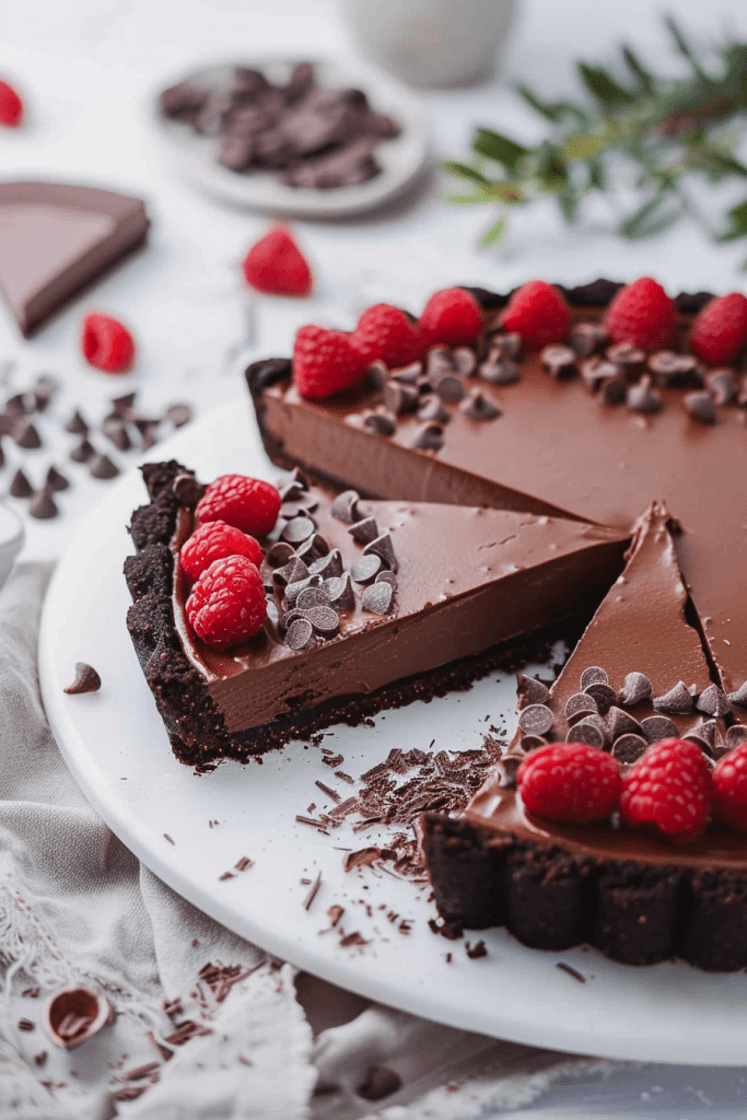 Serving No-Bake Chocolate Tart