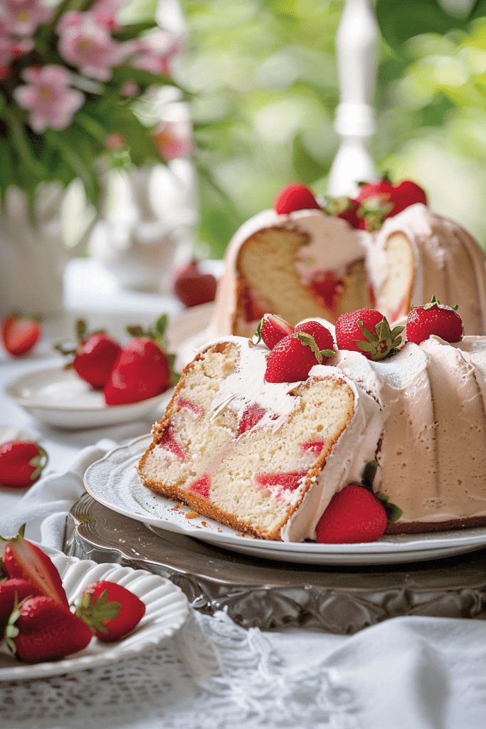 Serving Strawberry Cream Cheese Pound Cake