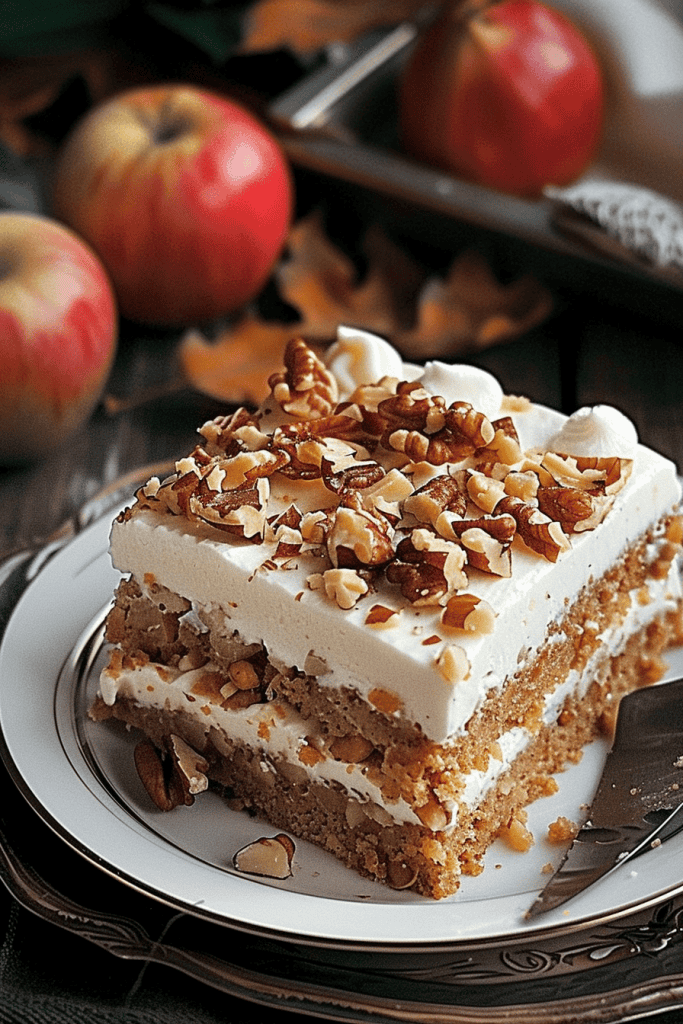 Serving the Apple Walnut Cake