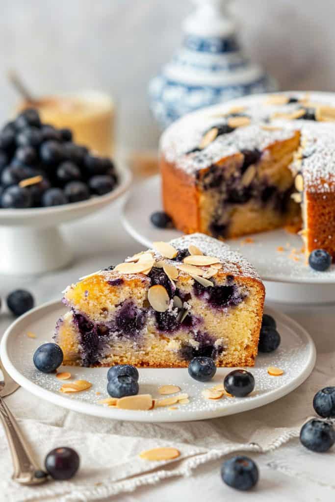 Serving the Blueberry Almond Tea Cake