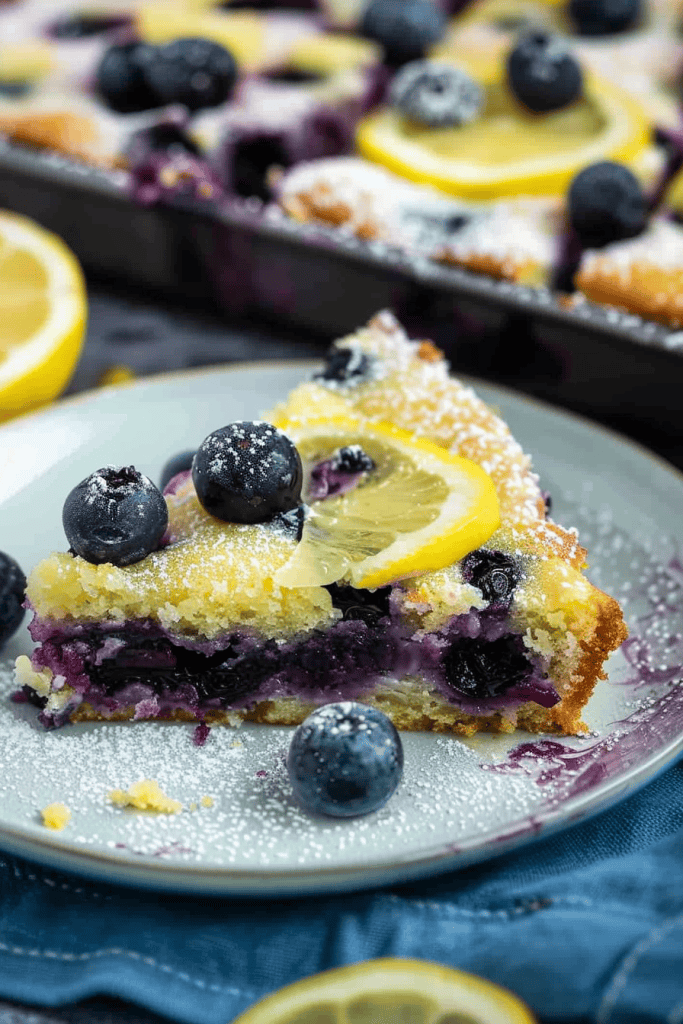 Serving the Blueberry Lemon Gooey Butter Cake