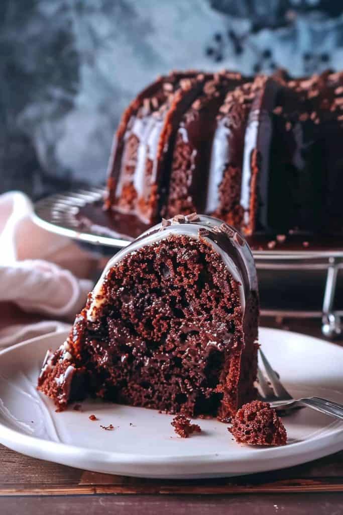 Serving the Chocolatiest Triple Chocolate Bundt Cake