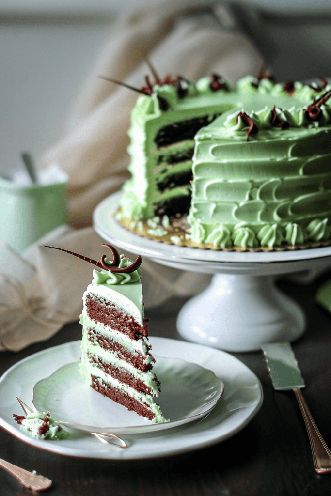 Serving the Grasshopper Cake