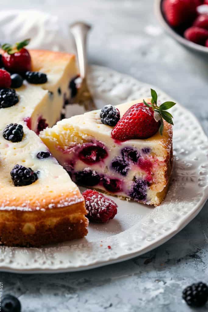 Serving the Lemon Berry Yogurt Cake