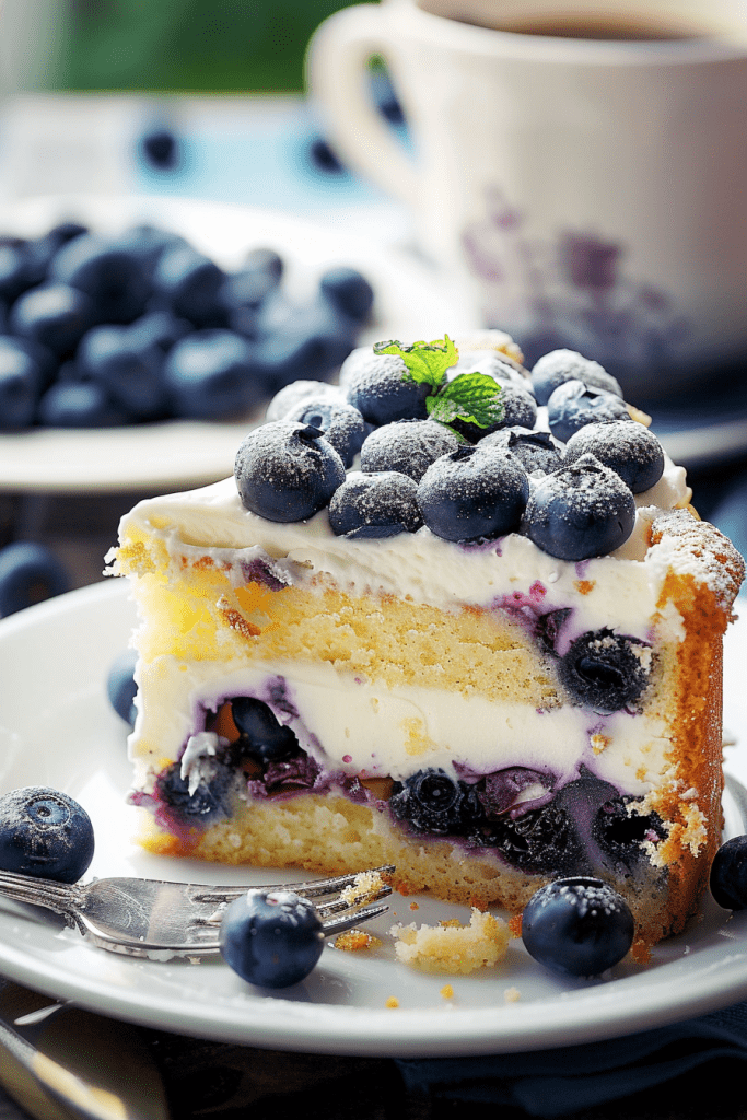 Serving the Lemon Blueberry Cream Cheese Coffee Cake