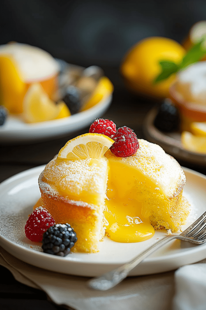 Serving the Lemon Lava Cake