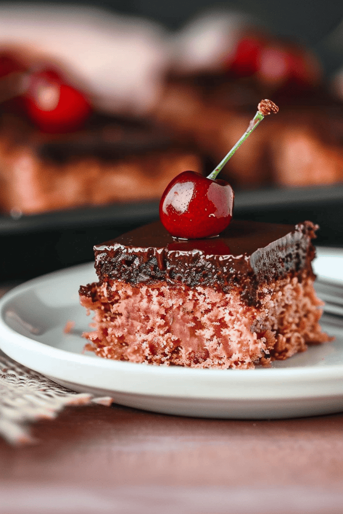 Serving the No-Bake Choc Cherry Slice