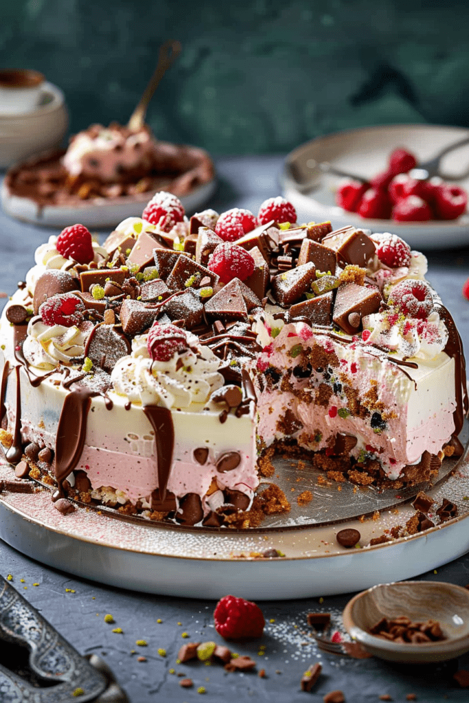 Setting the Rocky Road Cheesecake