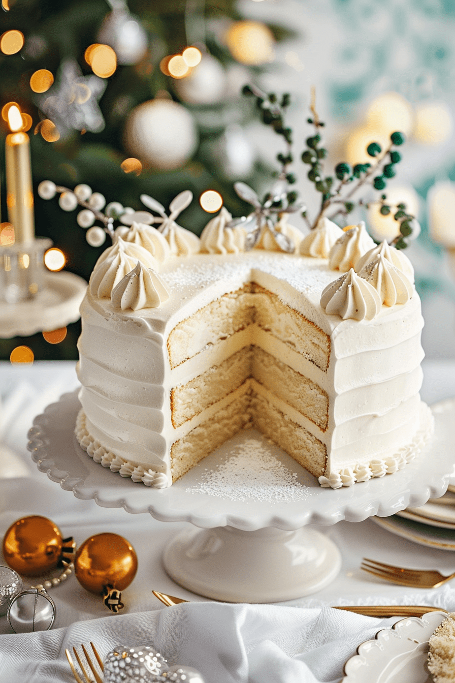 Snowy Vanilla Cake with Cream Cheese Buttercream Recipe