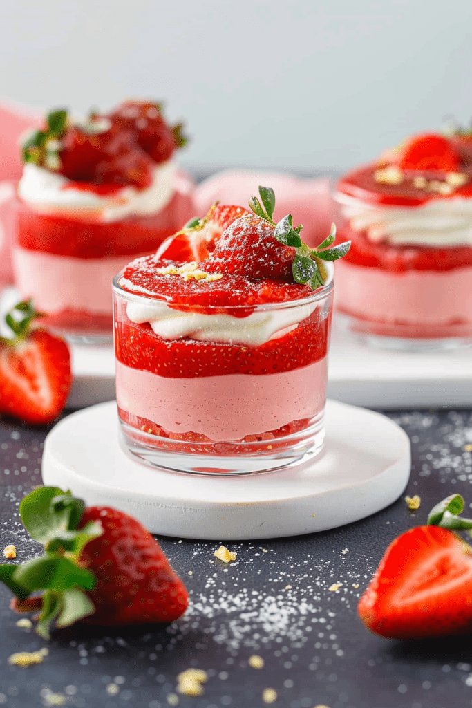 Storage Layered Strawberry Mousse Cups