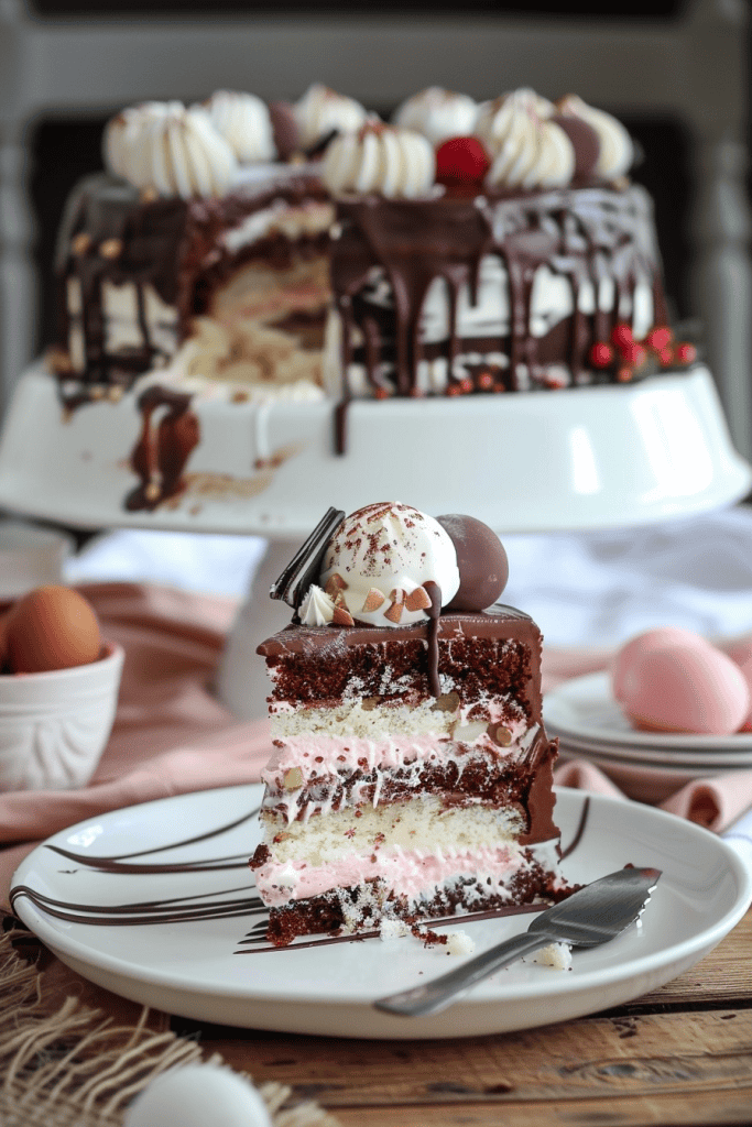 Assembly the Lamington Ice Cream Cake