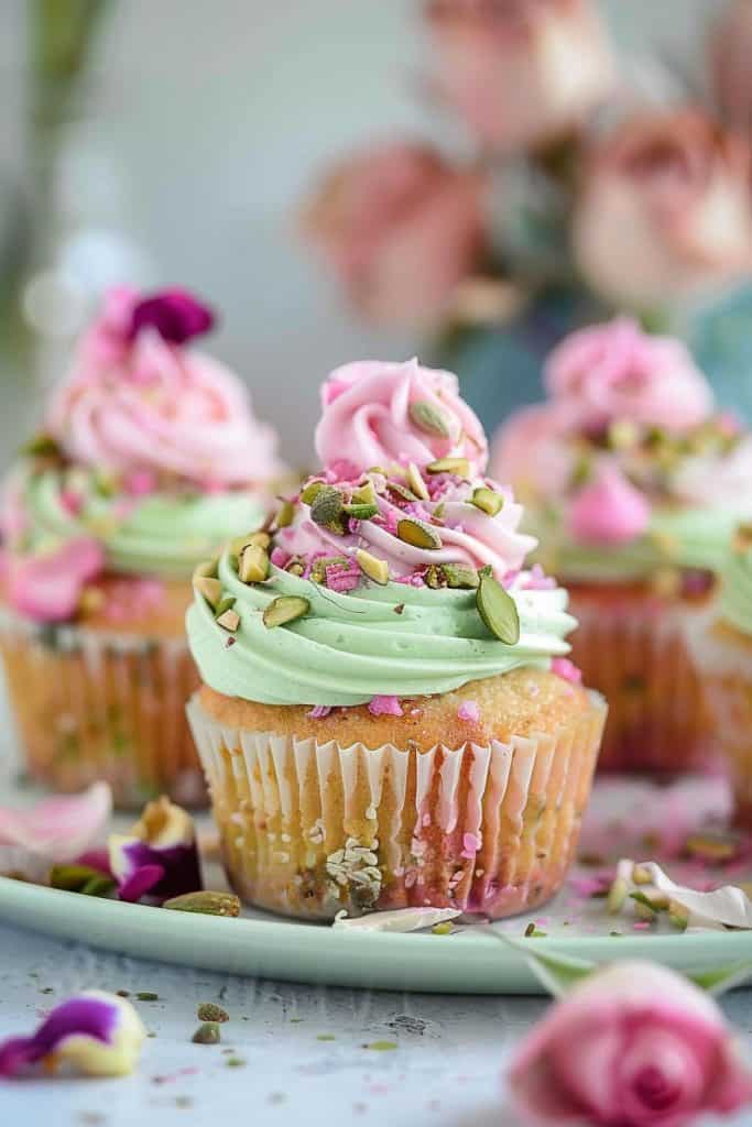 Baking the Pistachio and Rose Cupcake