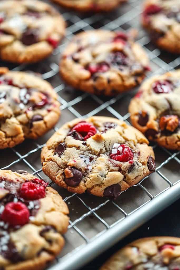 Baking the Raspberry Chocolate Chip Cookies