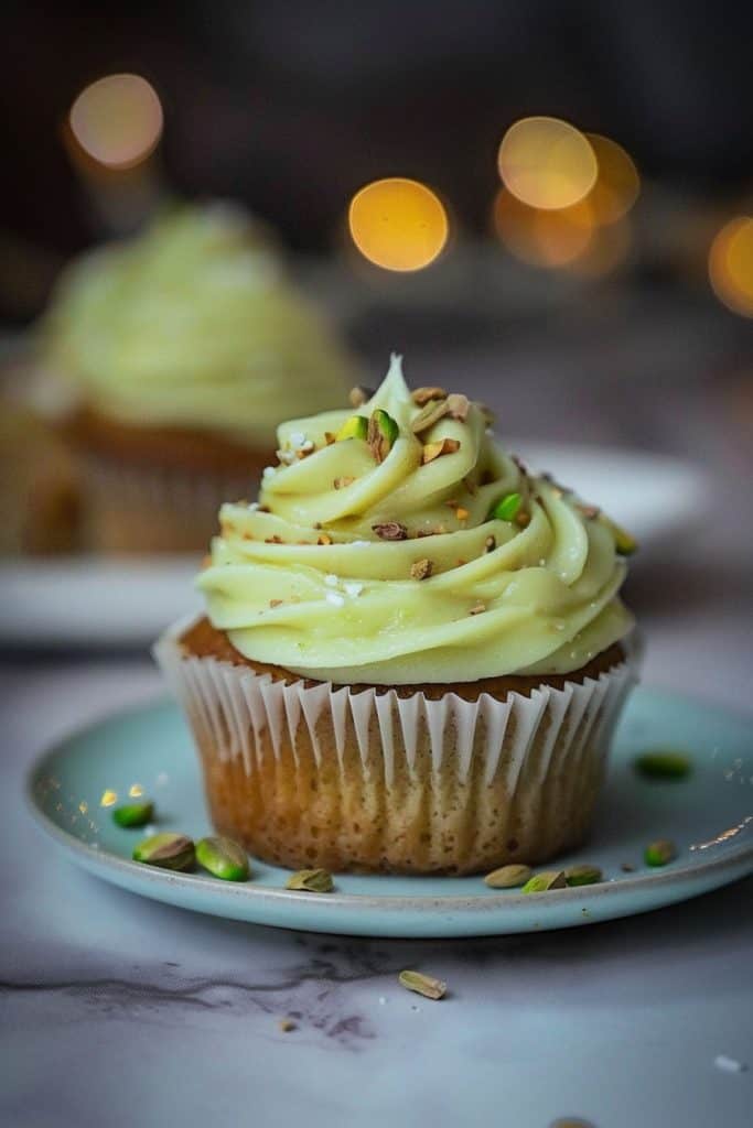 Decorating the Kesar Pista Cupcakes