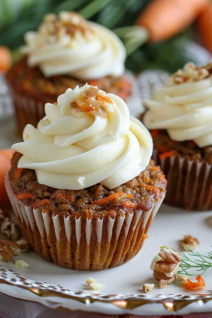 Delicious Carrot Cupcakes with White Chocolate Cream Cheese Icing