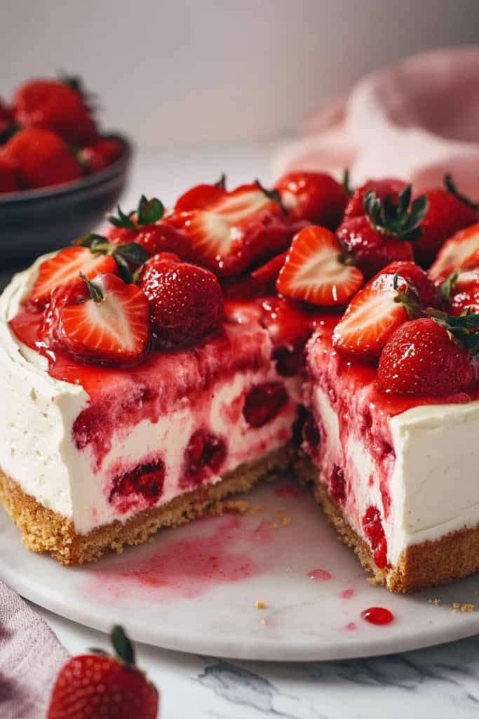 Delicious Strawberries and Cream Cheesecake