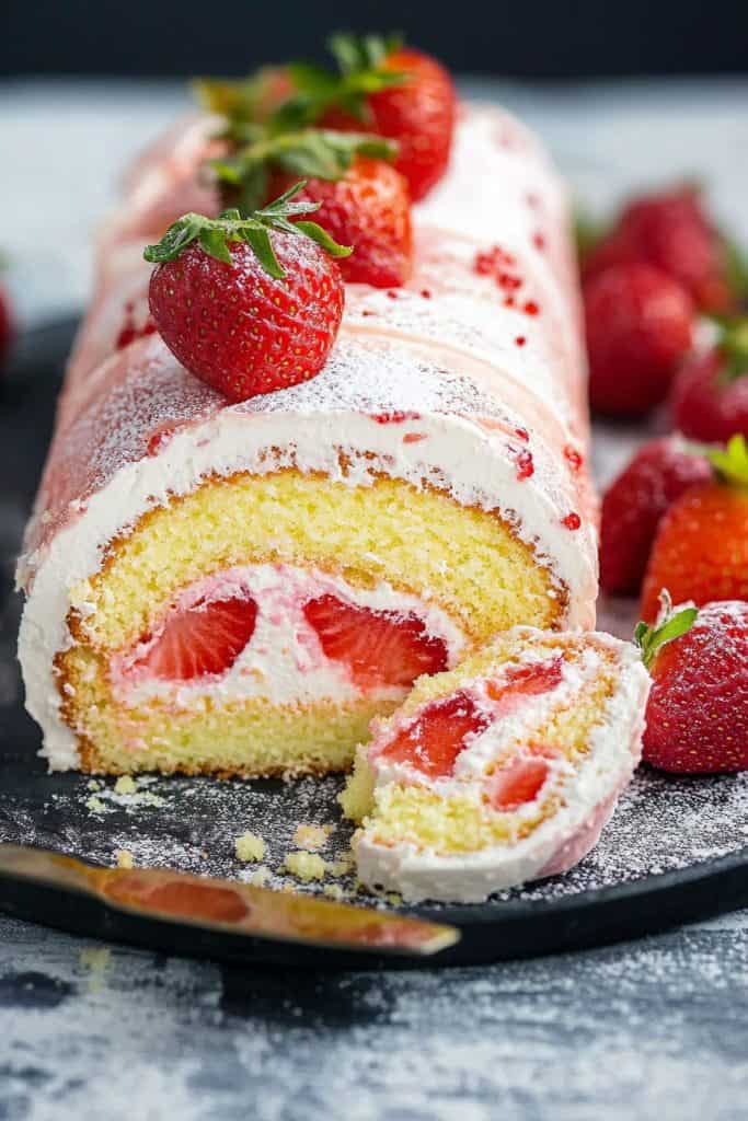 Delicious Strawberry Cake Roll