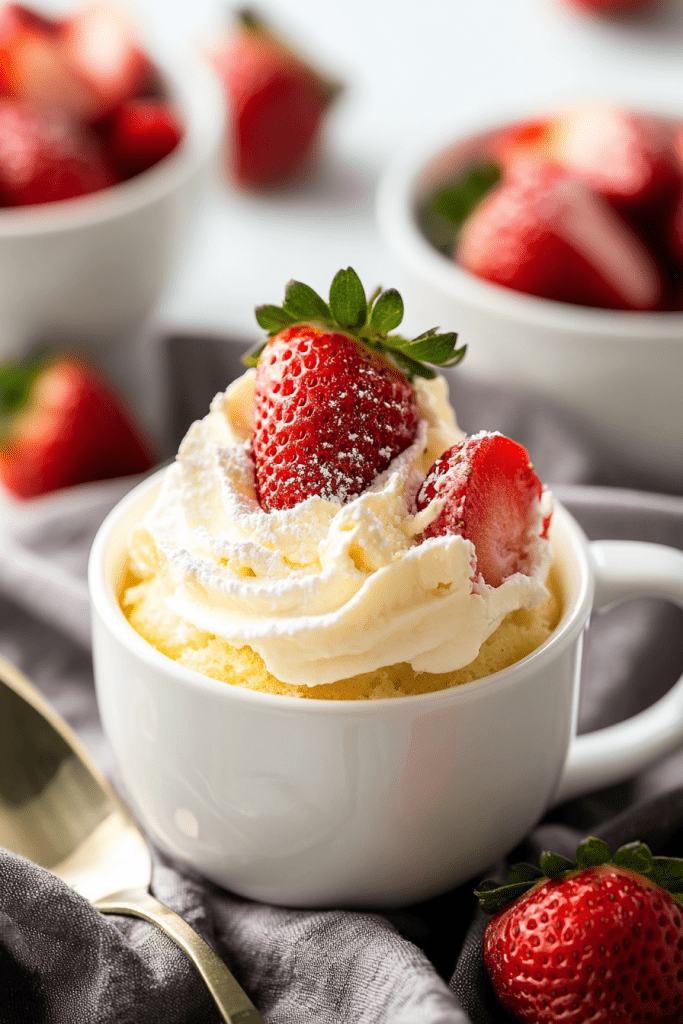 Delicious Strawberry Shortcake Mug Cake